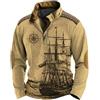 Tinarying Felpe Senza Cappuccio da Uomo Felpa Pullover a Maniche Lunghe Senza Cappuccio con Stampa di Parti Autunnali e Invernali da Uomo (Khaki XL)