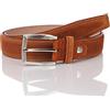 Lindenmann Mens leather belt/Mens belt, suede leather belt curved, cognac, Größe/Size:105, Farbe/Color:marrone