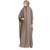 Jazvano Abaya Vestito da Donna 1pc Eid Jilbab Abbigliamento da preghiera musulmana Islamico modesto Abayas Arabo Dubai Salah Robe Muslim Jilbab, caffè, M/XL