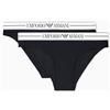 Emporio Armani Slip da Donna Everyday in Cotone, Confezione da 2, Nero, S, Nero, S