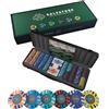 Bullets Playing Cards, Set da poker Salvatore con 500 chip da poker in una miscela di argilla composita senza nucleo in metallo, con valori, con pulsante di dealer in ceramica e carte da poker