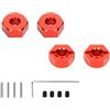 RCAWD Adattatore mozzo esagonale ruota 14 mm per 1/10 ARRMA 3s & Mega550 Vorteks Senton Granito Big Rock Typhon aggiornamenti in lega lavorata parte 4 pezzi (rosso)