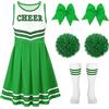 LEACOOLKEY Costume da Cheerleader per Ragazze Costume di Halloween Uniforme da Cheerleading Set per Travestimenti Feste Compleanno