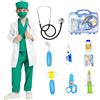 Udekit Costume da Dottore per Bambini con Scatola dei Medicinali, Termometro, Stetoscopio, Siringa, Endoscopio Orale e altro ancora, Camice da Laboratorio