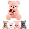 LIHIQIYA Orsacchiotto Peluche con Rosa, Regali Nozze Donna, 35CM Orso di Peluche con Rosa Piccolo e Morbido Orsacchiotto, Matrimonio Anniversario Regali di per Donna Bambini Fidanzata Ragazze