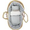 Borda y más Culla di Vimini per Bambola + Veste - Mosè per Bambola + Veste - Comprende: Materasso, Cuscino, Rivestimento e copriletto - Vichi - Handmade - Nenel (Grigio)