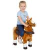AIYAPLAY Cavallo da equitazione per bambini, cavallo con ruote, con sella rialzata, effetto sonoro, per bambini da 3 a 5 anni, carico massimo 60 kg, marrone