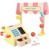 Janod - Bancarella Bambini Applepop - Gioco di Imitazione con Registratore di Cassa - 19 Accessori - Sviluppa l'Immaginazione - Giocattolo in Legno FSC - Vernice a Base d'Acqua - dai 3 Anni, J03350