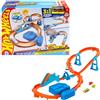 Hot Wheels - Boosted Jump Speedway, set pista con box deluxe da costruire e booster motorizzato, macchinina in scala 1:64 inclusa, giocattolo per bambini, 5+ anni, JDB49