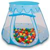 Selonis Tenda 105X90cm/200 Palline Castello Con Palline Colorate Per Bambini, Blu:Giallo/Verde/Blu/Rosso/Arancione