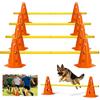 BOYIFEIJIE Set Ostacoli Steccati 10 Coni + 5 Aste - Agility Hurdles Regolabili in Altezza per Sport Canino e Allenamento Calcio - Set Multiuso per Cani, Bambini e Cavalli - Altezza 23 cm, Lunghezza 80 cm