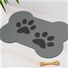 DOTBUY-SHOP Tappetino Sotto Ciotola Cani Assorbente, Forma Osso Stampa Zampa di Cane Tappetini Sottociotola per Gatti Tappeto Sotto Ciotola Asciugatura Rapida Antiscivolo (Grigio chiaro,30x40cm)