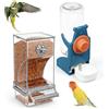VGECEE 2 Pz Mangiatoia per Uccelli Automatica, Distributori di Cibo Trasparenti per Uccelli in Acrilico Mangiatoia Automatica e Distributore d'Acqua per Uccelli per Pappagallini, Canarini, Fringuelli