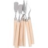 TEHAUX Spatole per Pittura in Acciaio Inossidabile e Legno Set 7pezzi Design Manico Liscio, Strumenti per Dipingere e Decorazione da Parete Beige