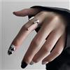 Rinhoo jewelry Anelli aperti a forma di goccia d'acqua di lava liquida irregolare geometrica punk per le donne Anelli di metallo color argento vintage Gioielli di personalità