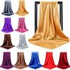 S4LIU 90X90 Sciarpa di seta in raso Hijab Solido Donna Lucido Quadrato Avvolgente Scialle Testa Collo Copertura Pianura Cravatta per capelli Fascia Spiaggia Hijab Foulard femminile