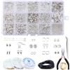 QIAO Un set di kit per la creazione di gioielli in lega Strumenti per la creazione di gioielli Perline distanziatrici in filo di rame Perline a crimpare Ganci per orecchini Forniture artigianali fatte a