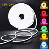 KISUFU 12V 24V LED Neon Strip Light Neon Sign Luci a corda impermeabili Lampada flessibile in silicone Decorazione della casa con filo a 2 pin 9 colori