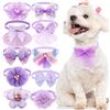 MRUQ PET 10 pezzi Collare con fiocco per cani da compagnia Collare regolabile con fiocchi per cani e gatti Cravatta in pizzo bling per accessori per cani di piccola taglia Fornitore per toelettatura di