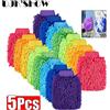 NONE 1/3/5pcs Guanti per lavaggio auto in microfibra Auto su un lato Ultra assorbente per lavaggio auto Spugna antigraffio Strumento per la pulizia dell'auto in microfibra
