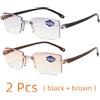 KLASSNUM 2PCS Occhiali da lettura progressivi bifocali senza montatura Uomo Donna Occhiali da vista anti-luce blu vicini e lontani Occhiali da vista vintage