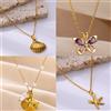 ICFTZWE Collana di perle di conchiglia di stelle marine vintage per donna Collana di conchiglie con ciondolo in acciaio inossidabile color oro Regalo di gioielli estivi estetici