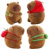 NONE 20 cm Capibara Peluche Peluche Peluche Capibara con Cappello di Fragola Tartaruga Zaino Kapibala Bambola Morbida Regalo Di Natale