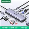 UGREEN USB HUB Tipo-C a 4K HDMI VGA RJ45 PD100W Splitter USB3.0 SD e TF da 3,5 mm per MacBook Laptop Steam Deck Docking station USB-C