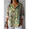 INPETAL Camicia a maniche lunghe stampata con piante estive t-Shirt Casual da donna con scollo a v abbottonata