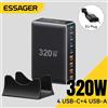Essager Caricatore GaN da 320 W Stazione di ricarica da tavolo USB tipo C a 8 porte PD 100 W Ricarica rapida per iPhone 17 16 15 iPad MacBook Laptop
