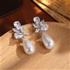 ZAKOL Orecchini pendenti classici con perle di zirconi AAA pendenti per le donne Accessori per orecchie di gioielli da sposa in cristallo lucido per fidanzamento da sposa