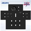 DELEFU Pannello SC31 ignifugo 4*2 Nero Standard italiano USB Tipo C Presa a muro di ricarica rapida Interruttore TV Telefono CAT5 CAT6