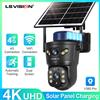 LS VISION 4G /WIFI Telecamera solare esterna 8MP Doppia lente PIR Sim Card integrata Visione notturna Telecamera di sicurezza impermeabile Batteria CCTV
