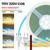 HEGEHE Striscia LED COB 220V 110V 5m-20m con spina UE/USA/cavo 2pin 3000K 4000K 6500K 240LED/m Luci a nastro flessibili per illuminazione lineare