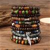 NONE Braccialetti da uomo vintage della Boemia da 10 pezzi - Accessorio da polso con foglie alla moda per regali di gioielli di moda durevoli