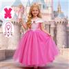 YOFEEL Abito rosa per ragazza Aurora Costume cosplay per bambini Principessa Deluxe Outfit Festa di compleanno per bambini Elegante abito da ballo Set di travestimenti da fata