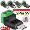 NONE 1-4 Pezzi Adattatore USB C a 2 Pin Senza Saldatura, Connettore a Morsetto 5V Verde, da Type-C a 2 Pin per Ricarica
