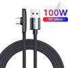 NONE Cavo dati intrecciato ad angolo retto da 100 W 6 A, cavo intrecciato USB a tipo C per iPhone, Samsung, Xiaomi, telefono, laptop, 1/1,5/2 m