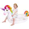 NONE Galleggiante gonfiabile a forma di unicorno arcobaleno con glitter per bambini, divertente galleggiante da piscina a forma di unicorno per bambini.