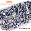 UULMERA Set di 162/207/217/227/235 Pezzi di Dadi Autobloccanti in Nylon in Acciaio Inox 304, M3 M4 M5 M6 M8 M10 M12, Kit di Dadi Esagonali Metrici