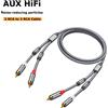 NONE Cavo audio Riksoin da 2RCA a 2RCA, particelle con cancellazione del rumore, treccia in nylon, resistente per DVD/PC/TV/Amplificatore/Subwoofer/Altoparlante (Grigio)