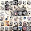 NONE Nuovo Charm a Clip con Zirconi a Forma di Skateboard e Fiore in Argento 925, Adatto per Bracciali e Collane Fai da Te, Gioielli Raffinati da Donna, Regali