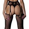 NONE Body teddy con stampa floreale, lingerie erotica da donna, calze sexy con giarrettiere, collant a rete traforati, body senza cavallo