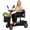 AATOTMGO Scooter elettrico pieghevole a 4 ruote per anziani e adulti, batteria da 20 Ah, autonomia da 30 a 45 km, con sedile e cestino, supporta fino a 100 kg. Ideale per i viaggi.