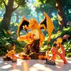 Bandai Statuetta Anime Pokemon da 15cm/5.90in, Charizard Charmander Charmeleon, Action Figure in PVC, Modellini da Collezione, Giocattoli e Regali