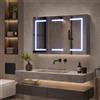 Mobiletto da bagno a parete con specchio e LED, mobile da bagno con specchio e 3 ante e ripiani regolabili, mobiletto da bagno con specchio e luce a 3 colori, 100x60 cm