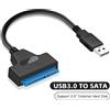 BRYNTHORX Cavo USB 3.0 SATA 3 da 30 cm, adattatore da SATA a USB 3.0, fino a 6 Gbps, supporta SSD/HDD esterni da 2,5 pollici, 22 pin SATA III
