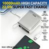 MLK PLUS Power Bank 10000mAh 22.5W Ricarica Rapida Caricatore Portatile con Cavi Integrati Type C Lightning Display Digitale LED Batteria Esterna Mini con Cordino per iPhone 17 16 15 Pro Max Samsung