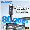 RAGEER Cavo RAGEER Thunderbolt 5 80Gbps Type C USB4 V2 con chip E-Marker, supporto video 16K/8K, PD240W, DisplayPort 2.1, in nylon intrecciato per Mac