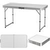 NONE Tavolo da campeggio pieghevole portatile antiruggine 120 cm facile da pulire adatto per picnic all'aperto (Bianco)